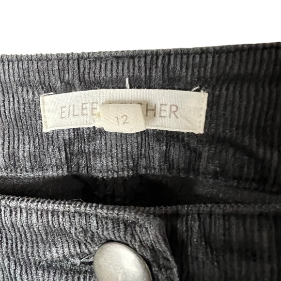 Eileen Fisher Grey Corduroy Pants Womens SZ 12 *Front pockets have holes MidRise - Picture 2 of 10